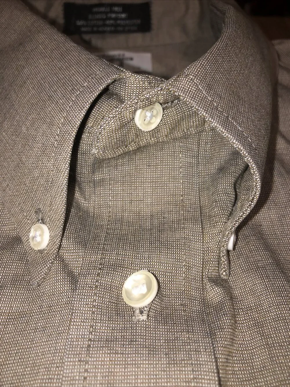 L. Strauss Levi’s Men's 18.5 34/35 BIG Long Sleeve Button Up Shirt Gray Brown